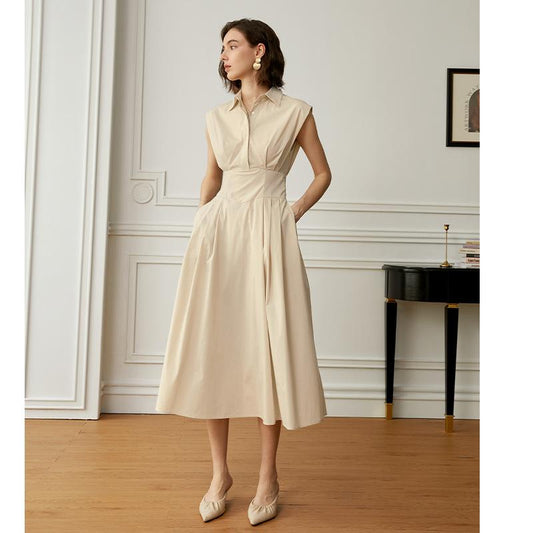 Exquisite and Refined High Neckline Dress in Macaron