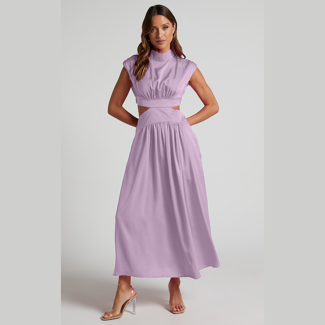 Mock Neck Cutout Midi Dress