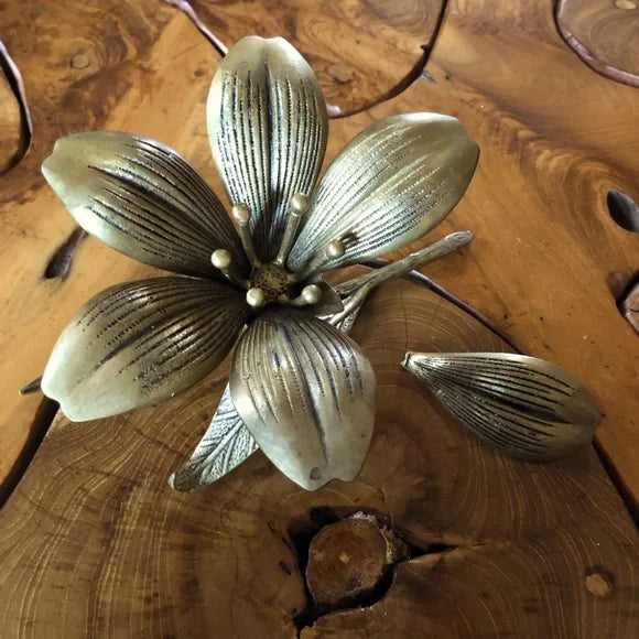 Unique Vintage Brass Lotus with 6 Removable Petals for Individual Ashtrays