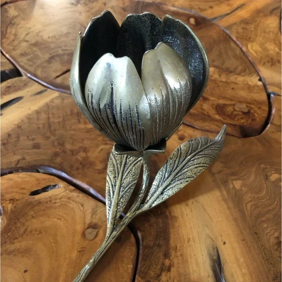 Unique Vintage Brass Lotus with 6 Removable Petals for Individual Ashtrays