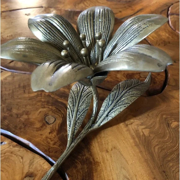 Unique Vintage Brass Lotus with 6 Removable Petals for Individual Ashtrays