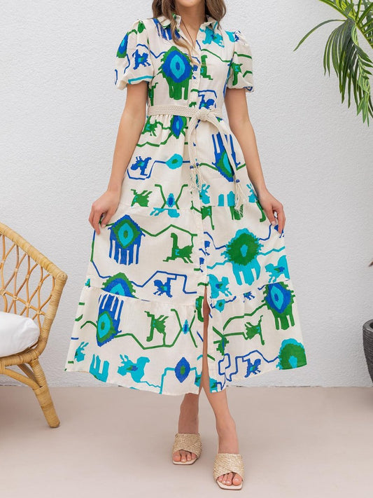 Green Print Summer Dress