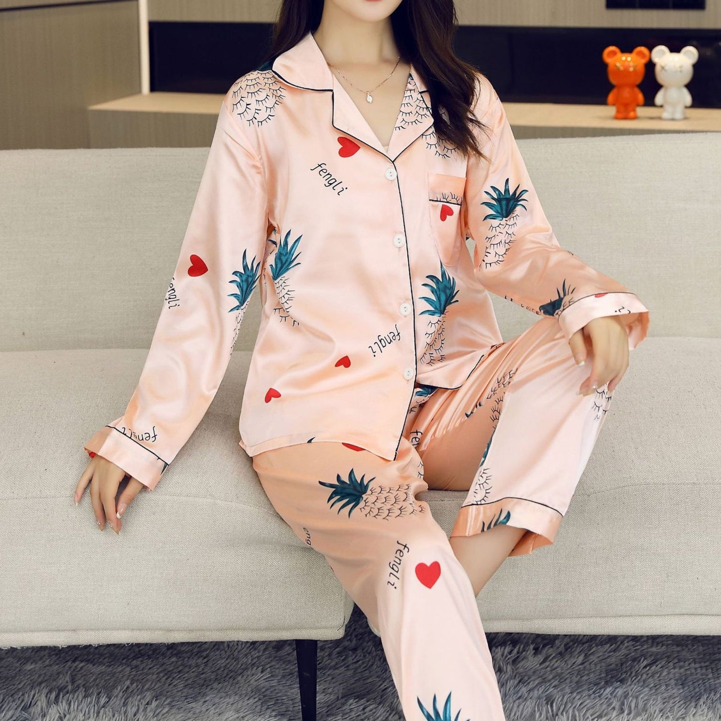 Natural Mulberry Silk Anti-static Sleeping Clothes Set