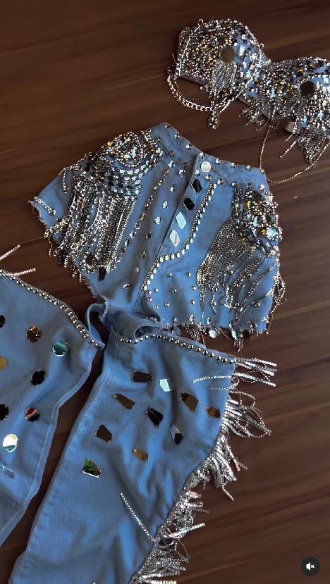 Denim Deconstructed Diamond Tassel Set