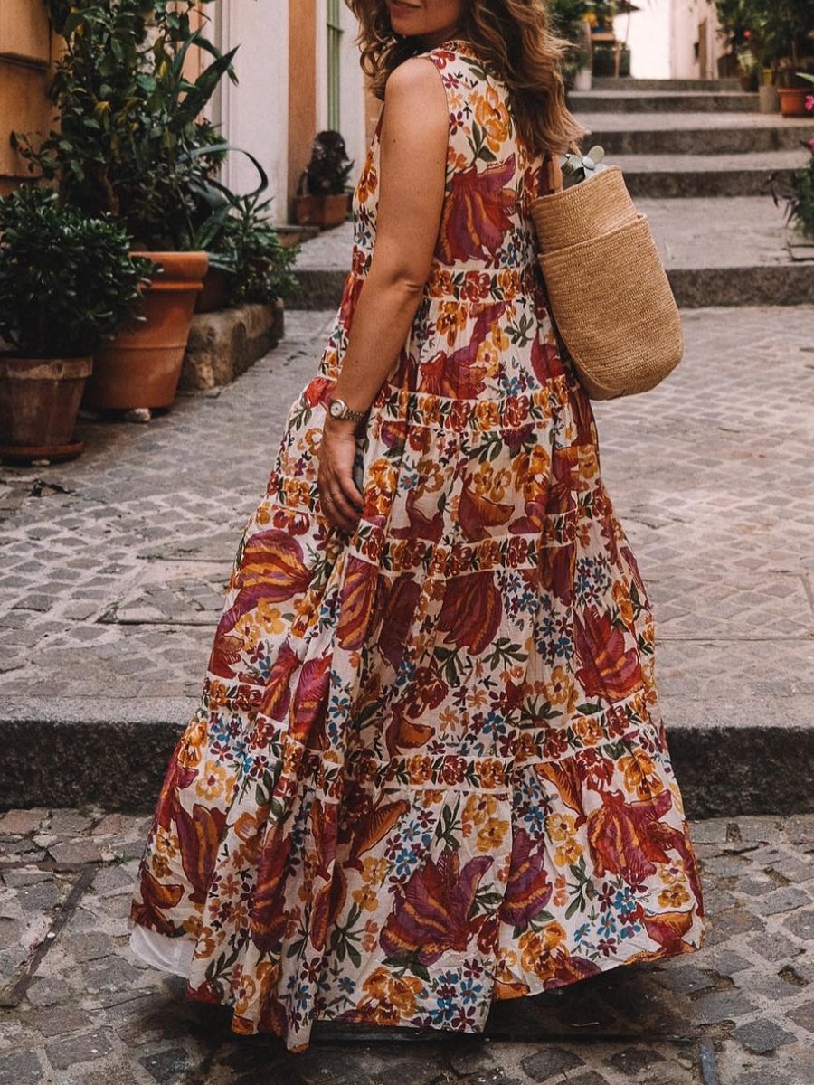 Floral Sleeveless Vacation Dress