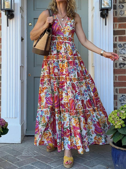 Floral Sleeveless Vacation Dress