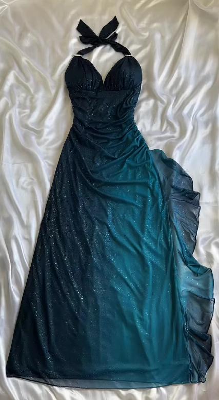 Stunning Vintage 00s Midnight Blue Ombré Shimmery Dress