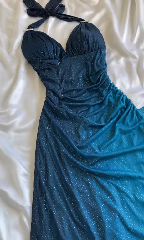 Stunning Vintage 00s Midnight Blue Ombré Shimmery Dress