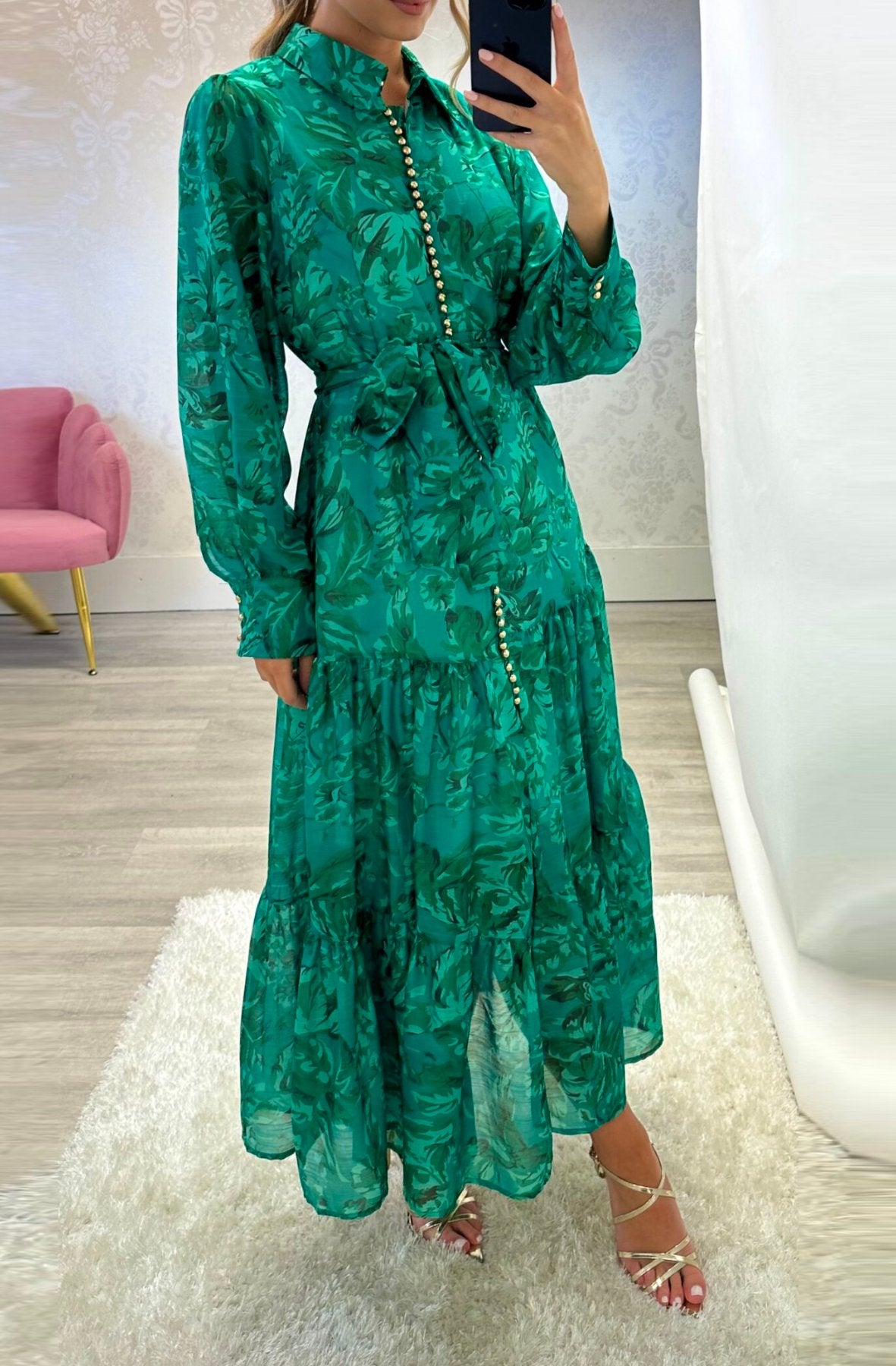 Green Chiffon Vetti Dress