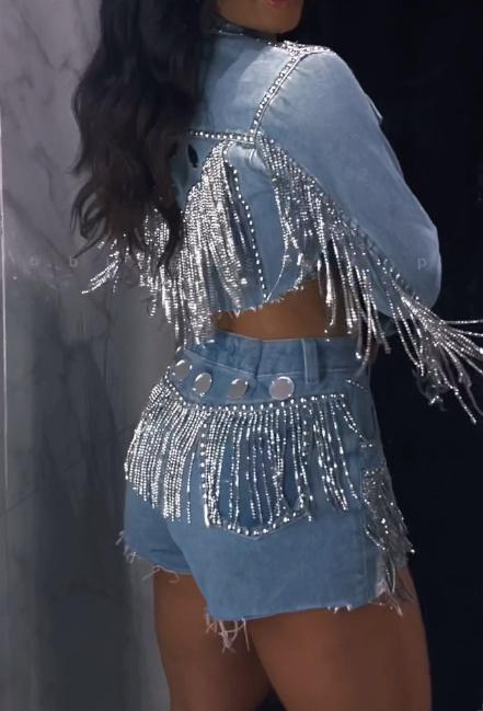 Cutting Diamond Tassel Denim Set