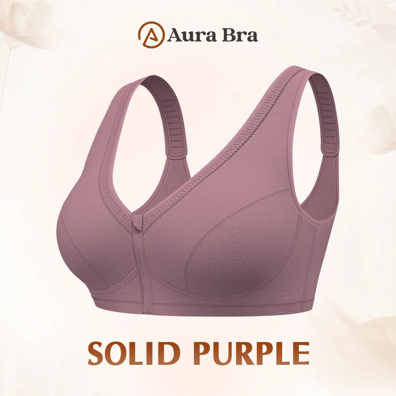 Pure Cotton Anti Sagging Comfy Front Zipper Bra