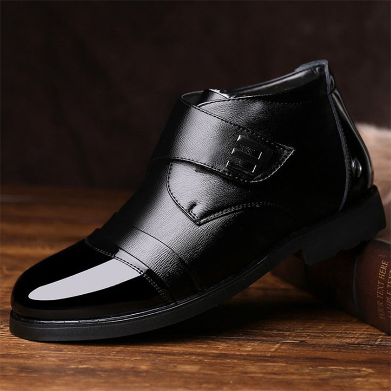 Velcro stitched leather business shoes