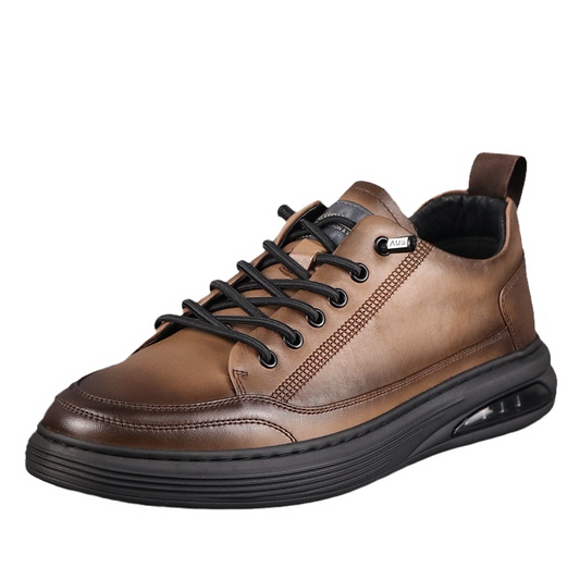 Brown cushioned leather shoes