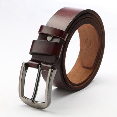 Genuine Leather Men Belt High Quality Wide Pin Buckle