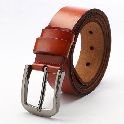 Genuine Leather Men Belt High Quality Wide Pin Buckle