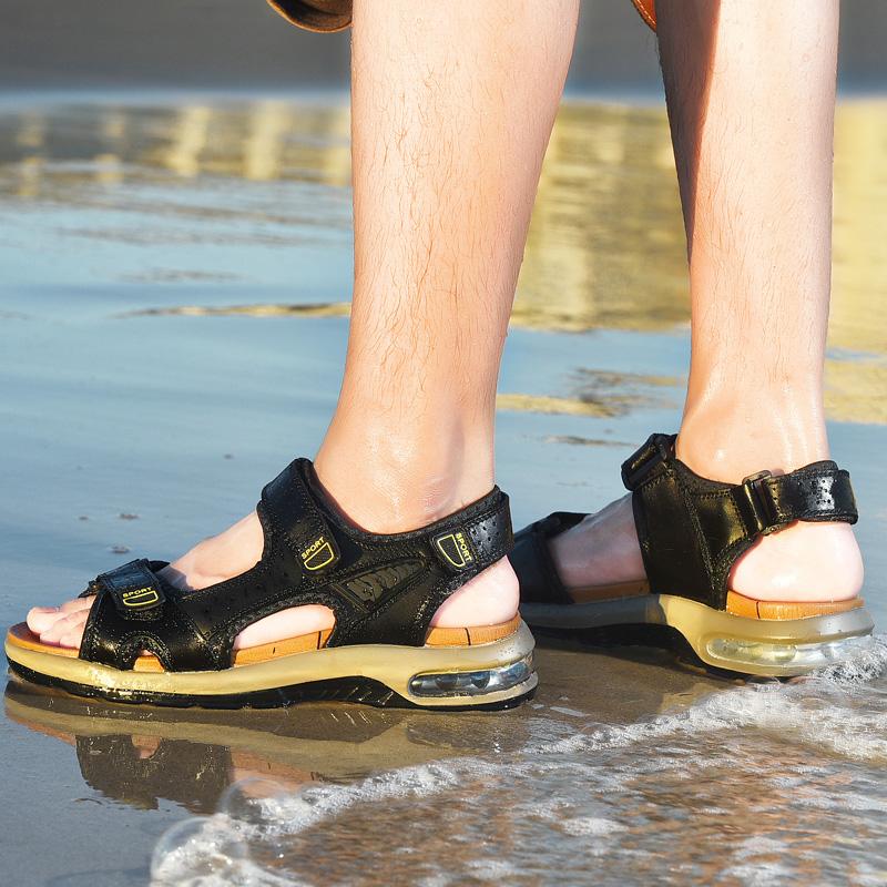 Genuine Leather Hiking Sandal Summer Beach Water Waterproof