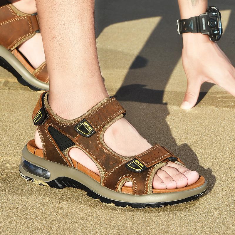 Genuine Leather Hiking Sandal Summer Beach Water Waterproof