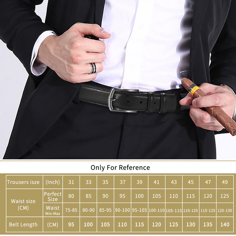 Genuine Leather Men Belt High Quality Wide Pin Buckle