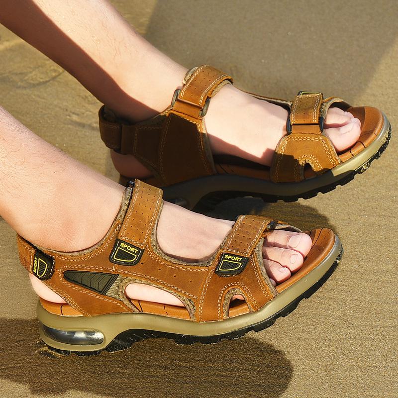 Genuine Leather Hiking Sandal Summer Beach Water Waterproof