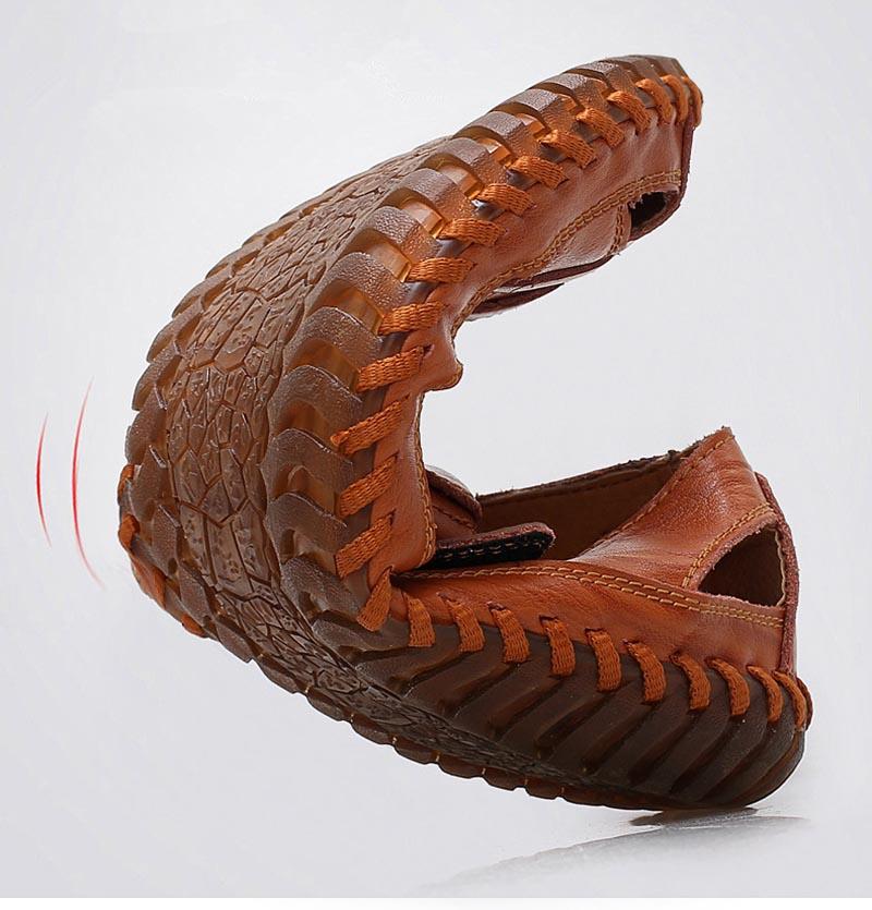 Men Handmade cowhide wide version Leather Sandals