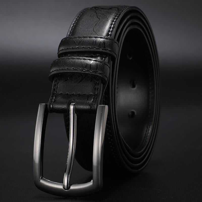 Pin Buckle with Leather Strap Business Dress Male Belts