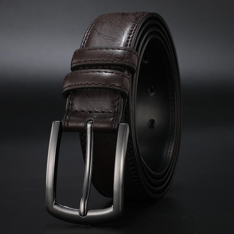 Pin Buckle with Leather Strap Business Dress Male Belts