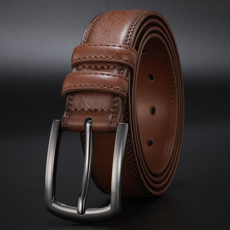 Pin Buckle with Leather Strap Business Dress Male Belts