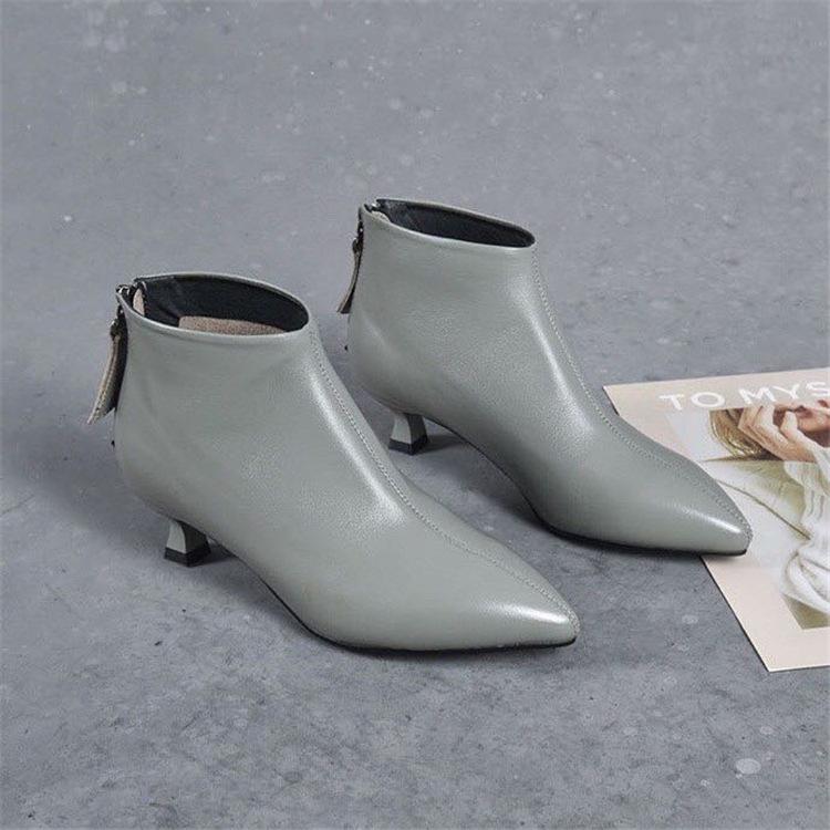 Solid color leather boots
