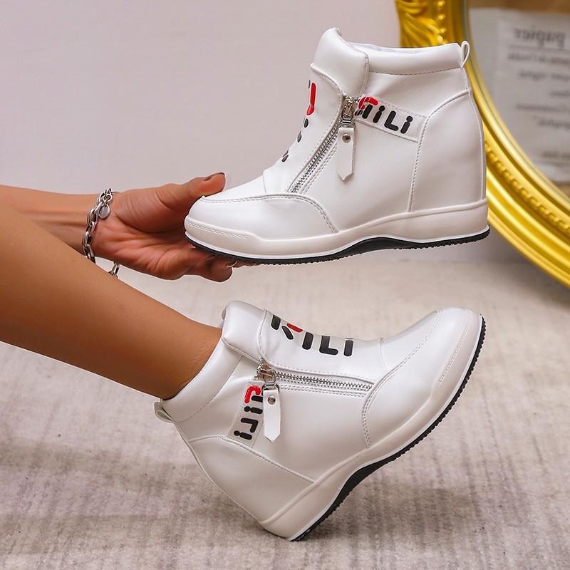 Double zipper high-top shoes