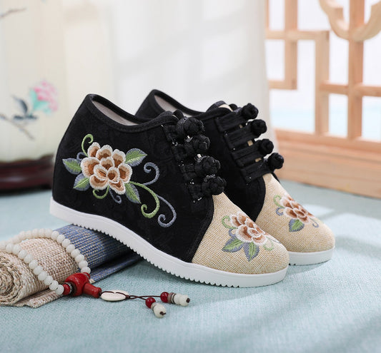 Hand Embroidered Rose Boots