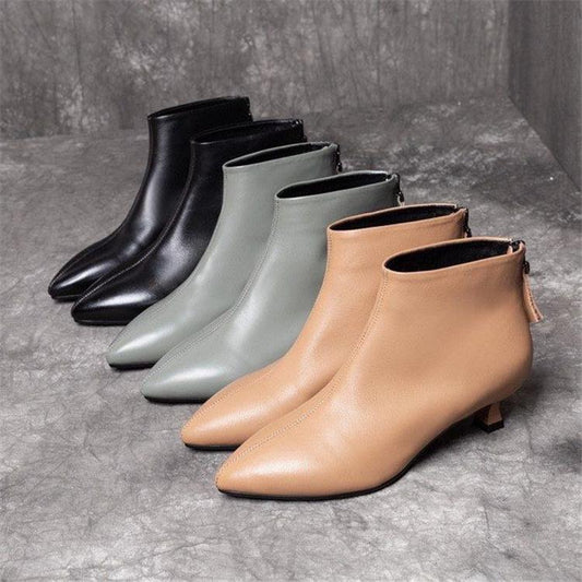 Solid color leather boots