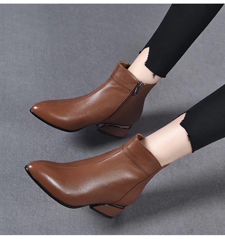 Square Heels Zipper Short Booties