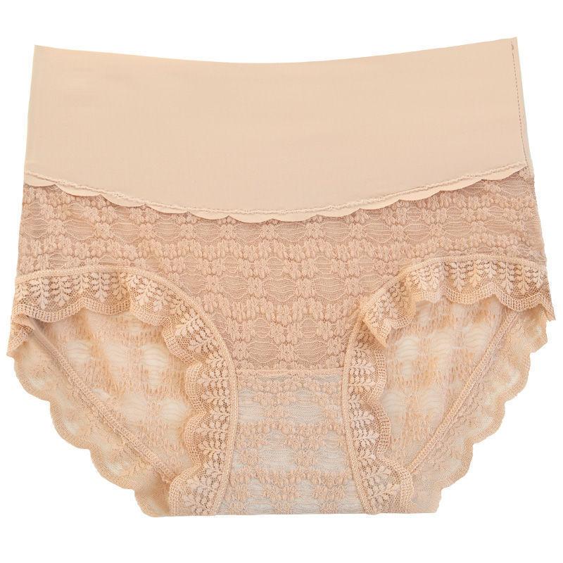 High-waisted silk cotton lace patchwork panties