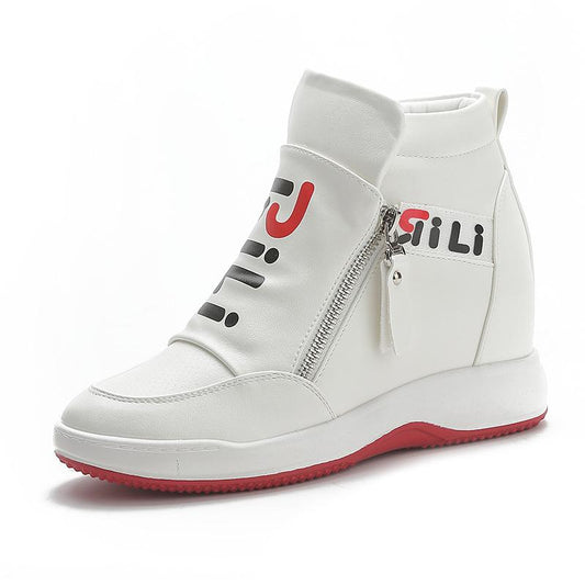 Double zipper high-top shoes