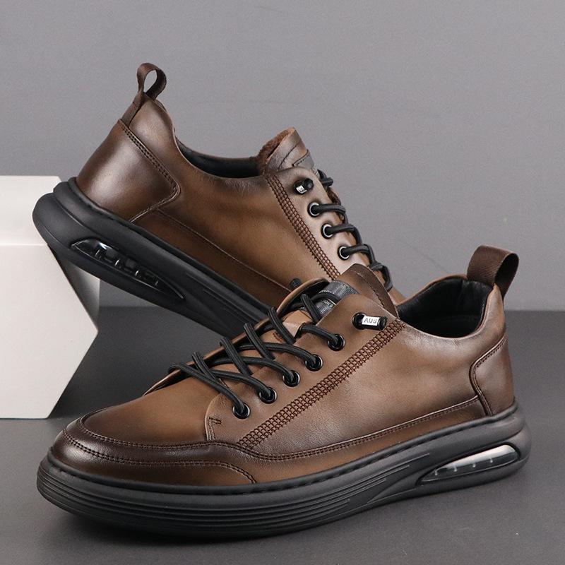 Brown cushioned leather shoes