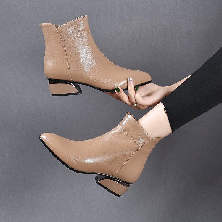 Square Heels Zipper Short Booties