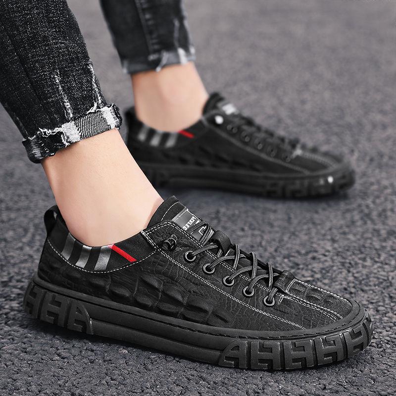 Crocodile Embossed Leather Sneakers