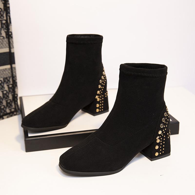 Square heel diamond boots