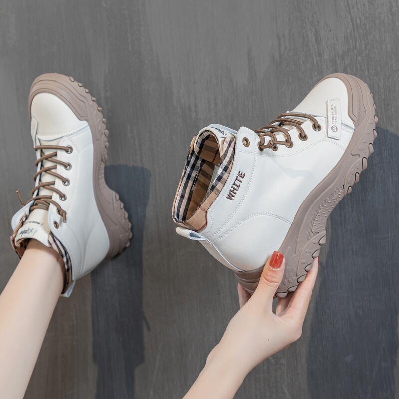 High-top platform round toe sneakers