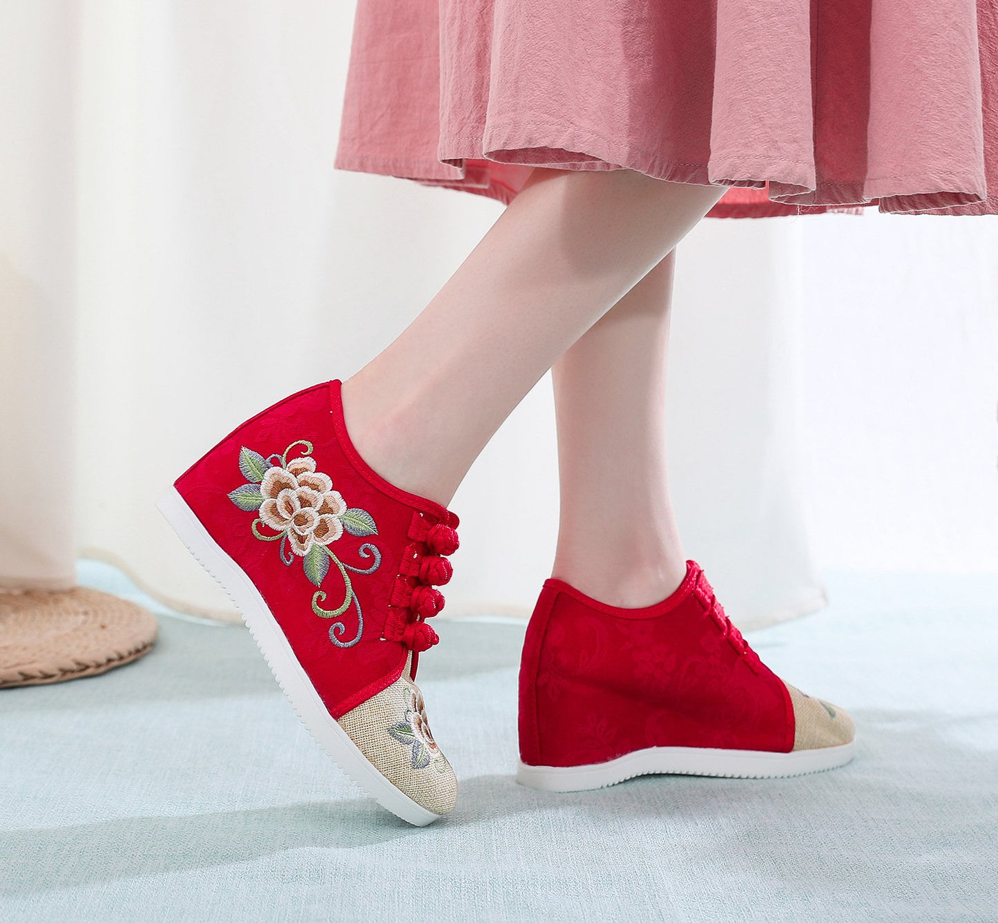 Hand Embroidered Rose Boots