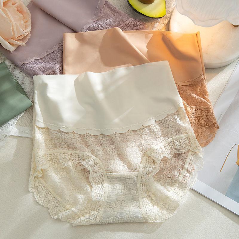 High-waisted silk cotton lace patchwork panties