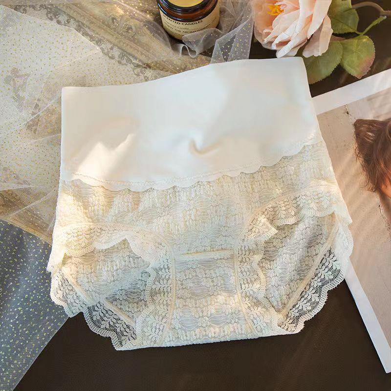 High-waisted silk cotton lace patchwork panties