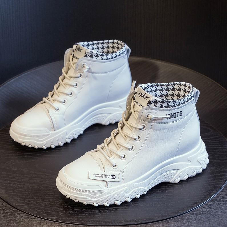 High-top platform round toe sneakers