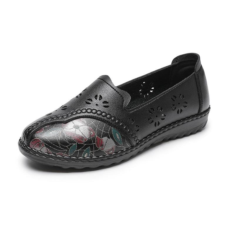 Breathable floral leather shoes