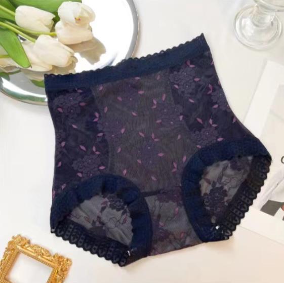 High waist rose embroidered lace panties