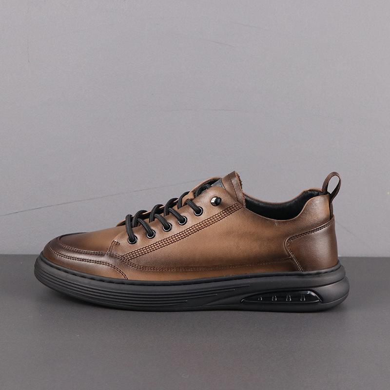 Brown cushioned leather shoes