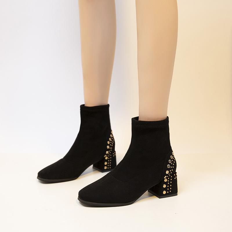 Square heel diamond boots