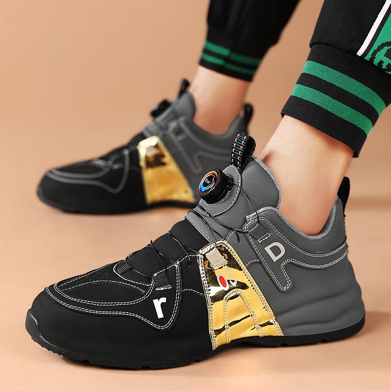 Cowhide swivel buckle running shoes