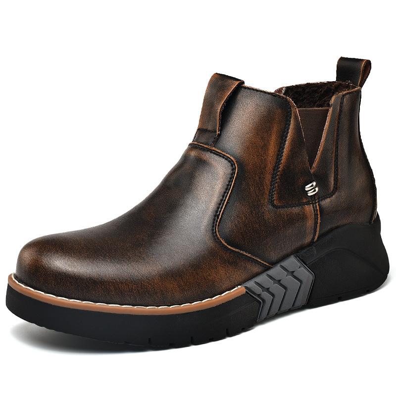 Handmade thick-soled cowhide high-top non-slip boots