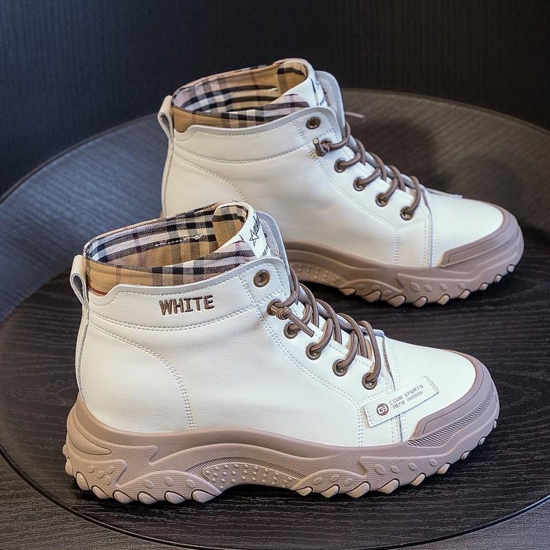 High-top platform round toe sneakers